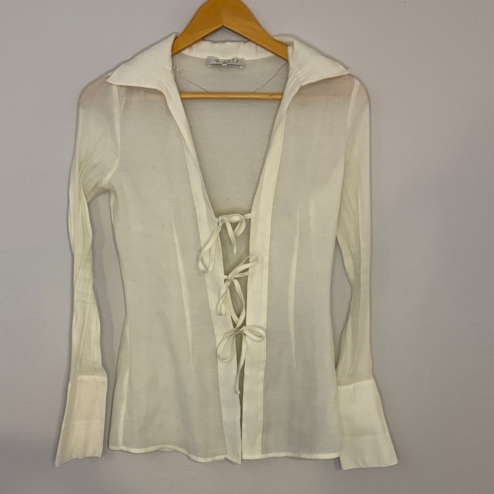 Wayf Cream Tie-Up Blouse